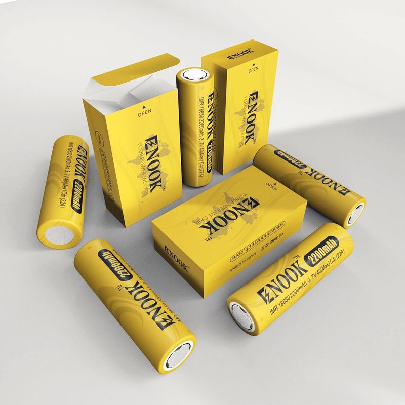 Doublepow ราคาปลีก 18650 3.7V 2200mah แบตเตอรี่ชาร์จใหม่ เซลล์ 40A 3.7V mod 18650 แบตเตอรี่ลิตยอนสีเหลือง