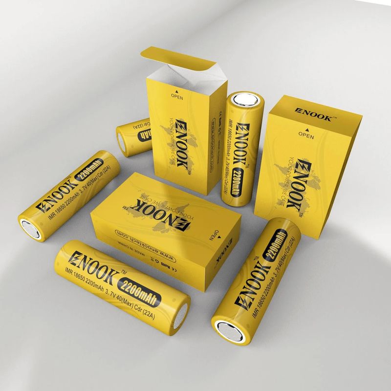 Doublepow ราคาปลีก 18650 3.7V 2200mah แบตเตอรี่ชาร์จใหม่ เซลล์ 40A 3.7V mod 18650 แบตเตอรี่ลิตยอนสีเหลือง