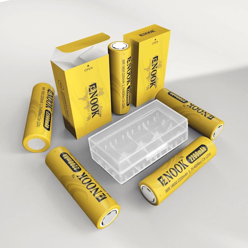 Doublepow ราคาปลีก 18650 3.7V 2200mah แบตเตอรี่ชาร์จใหม่ เซลล์ 40A 3.7V mod 18650 แบตเตอรี่ลิตยอนสีเหลือง