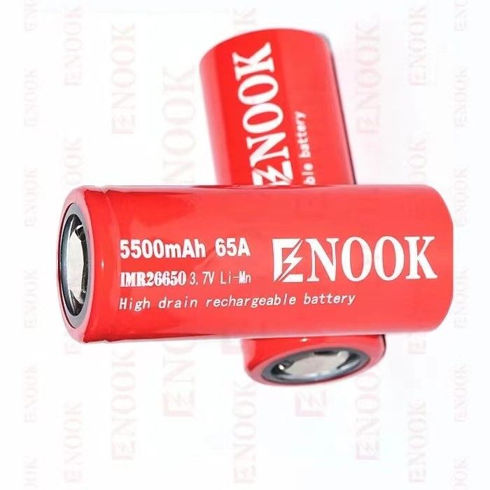 ขายดีที่สุด Enook 26650 เซลล์ลิโออน 5500mAh 65A แบตเตอรี่สูง 3.7V แบตเตอรี่ชั้นราบ