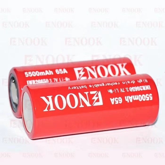 ขายดีที่สุด Enook 26650 เซลล์ลิโออน 5500mAh 65A แบตเตอรี่สูง 3.7V แบตเตอรี่ชั้นราบ