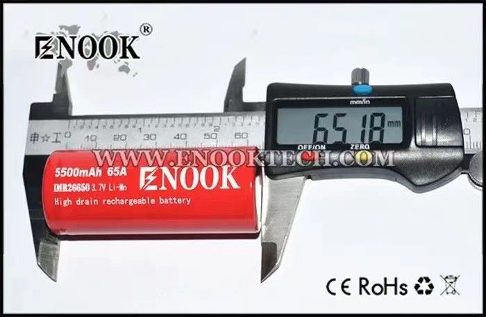 ขายดีที่สุด Enook 26650 เซลล์ลิโออน 5500mAh 65A แบตเตอรี่สูง 3.7V แบตเตอรี่ชั้นราบ