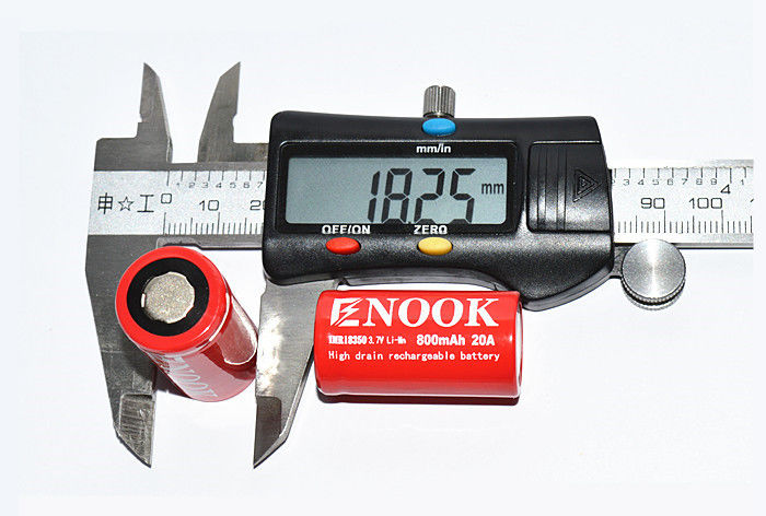 แบตเตอรี่ Li-Ion 800mAh 20amp 18350 Li Mn แบตเตอรี่สําหรับไฟฟัน
