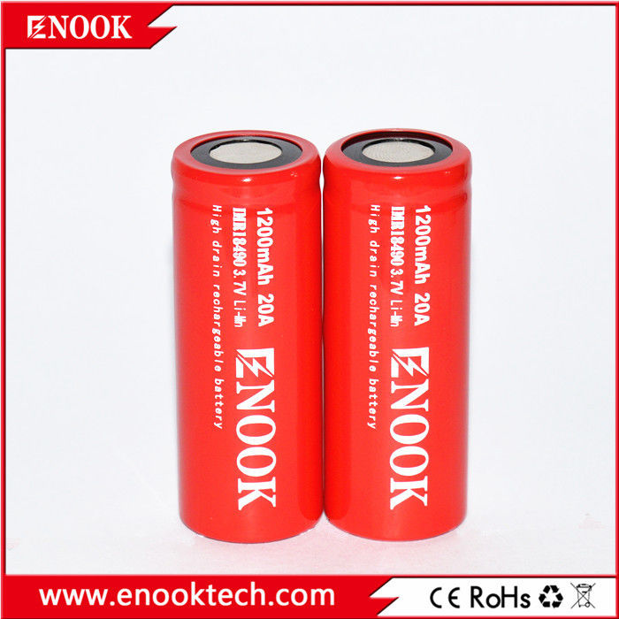 18490 ซิลินเดอร์ แบตเตอรี่ลิทธิียมไอออน เซลล์ 1200mAh 3.7V 20A สําหรับจักรยานไฟฟ้า