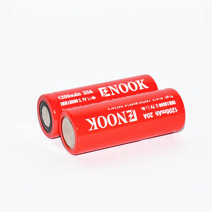 Enook 1200mAh 20A แบตเตอรี่ลิตยูมไอออน เซลล์ 3.7V 18500 แบตเตอรี่ลิตยูมไอออน