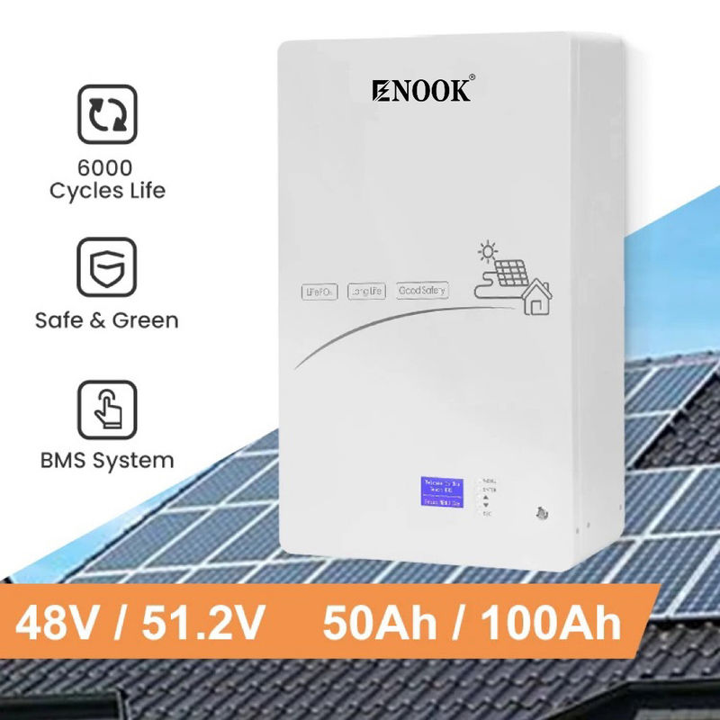 Enook Solar 5KWH 10KWH LifePO4 แบตเตอรี่ลิธีਅਮ 24V 48V พลังงานแสงอาทิตย์ 200Ah พลังงานกําแพง Lifepo4 Pack