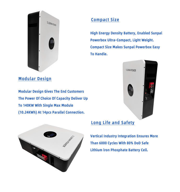 แบตเตอรี่เก็บพลังงาน LiFePO4 5.12kwh 50-60HZ ระยะความกระชับกําลังเข้า
