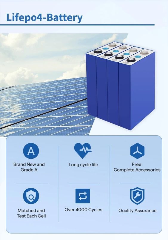 เกรด A 8000 วงจร 3.2V แบตเตอรี่ลิตยัมไอออน 50ah 105ah 120ah 280ah 12v 24v 48v Lifepo4 แบตเตอรี่
