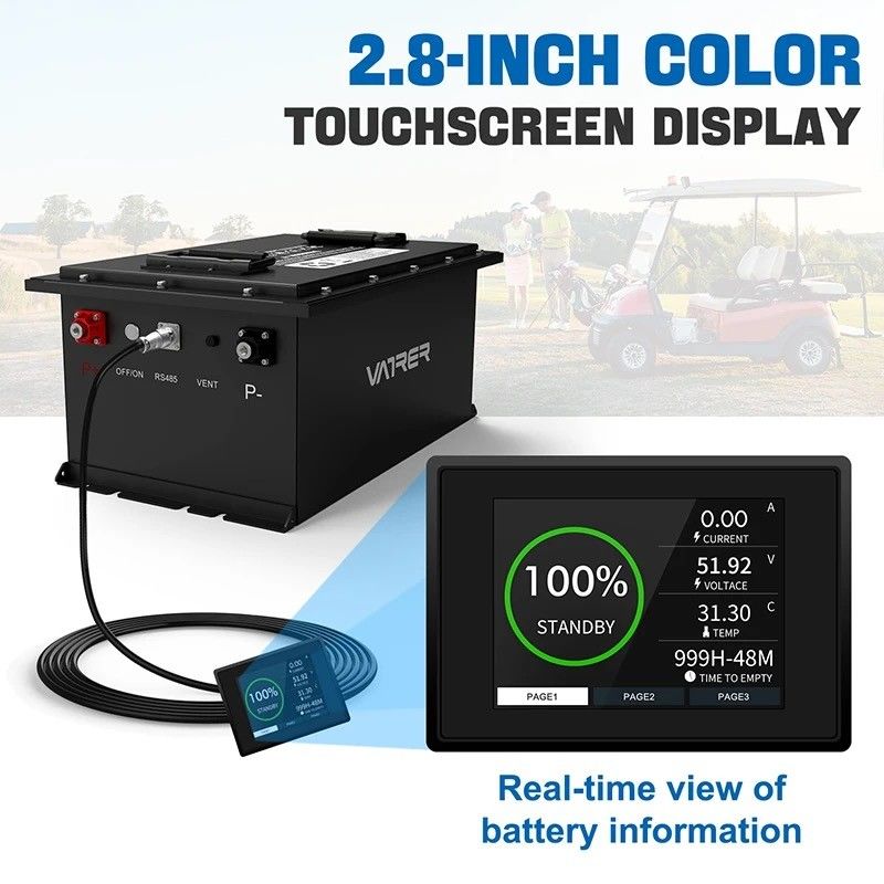 36v 48v 72v 100ah 200ah แบตเตอรี่รถกอล์ฟลิตยูมไอออนสําหรับมิตรต่อสิ่งแวดล้อม