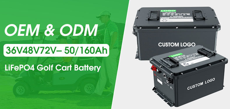 IP67 แบตเตอรี่เหล็กฟอสฟาตลิธีม คาร์ตกอล์ฟ Lifepo4 แบตเตอรี่ไอออนลิธีม แพ็ค 51.2v วงจรลึก