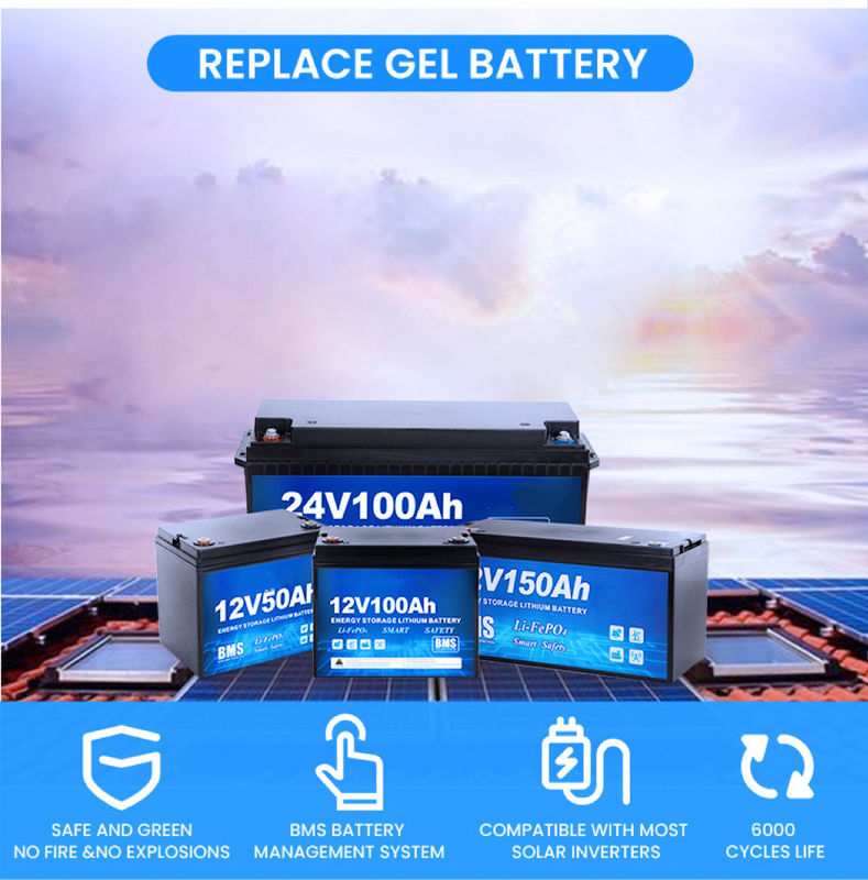 อายุจักรยานลึก 4000 Times 12V 200ah แบตเตอรี่ LiFePO4 สําหรับระบบเก็บแสงอาทิตย์ในบ้านและ RV